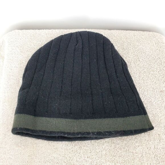 Native Origins Fleece Lined Ribbed Knit Black and Green Cap With Fish Design OS - Picture 2 of 4